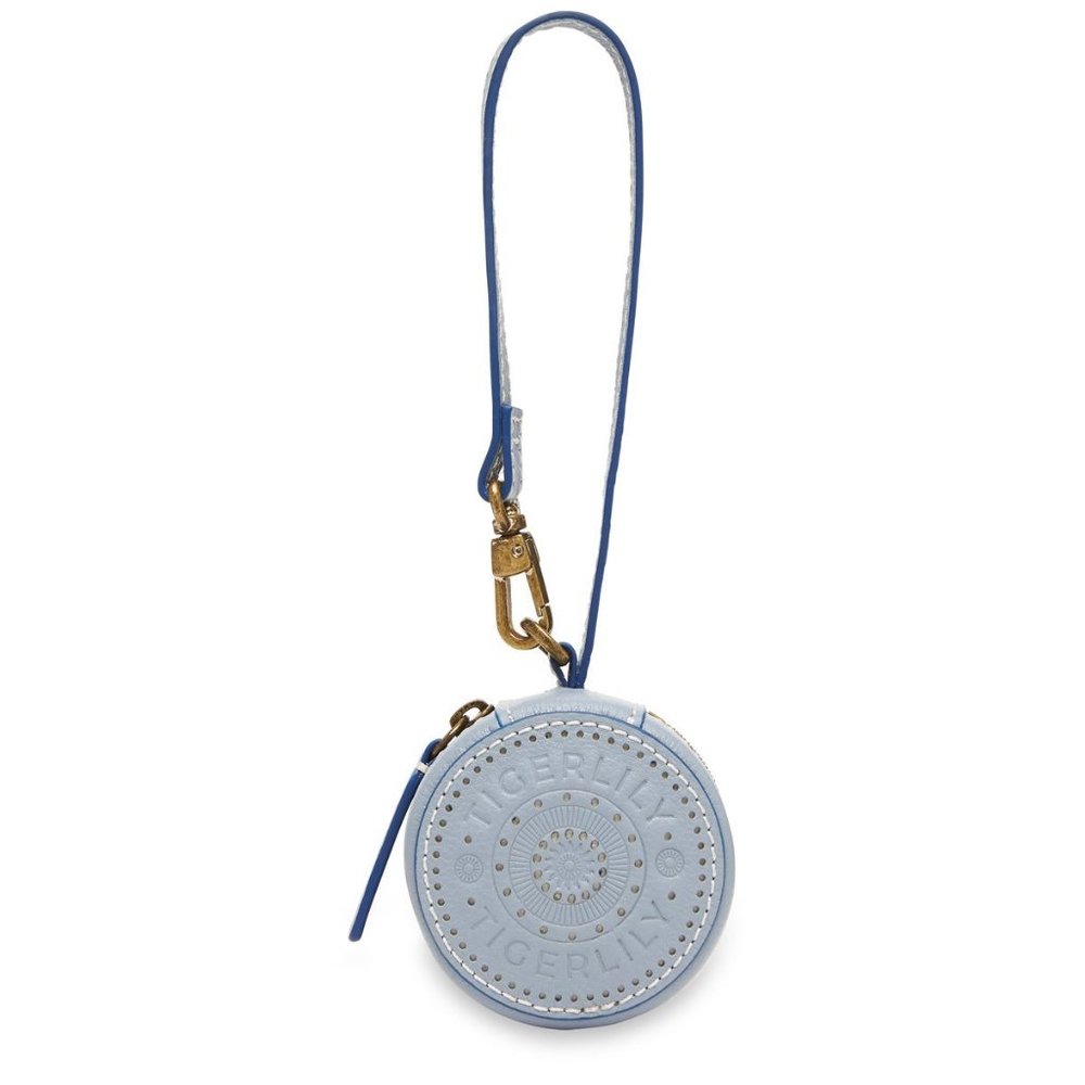 TIGERLILY Blue Grey Leather Keychain Coin Purse Wristlet NWT RRP$79 - Picture 3 of 6